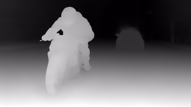 Depth Anything 3 Large 1.1 depth map of Motorcycle chase