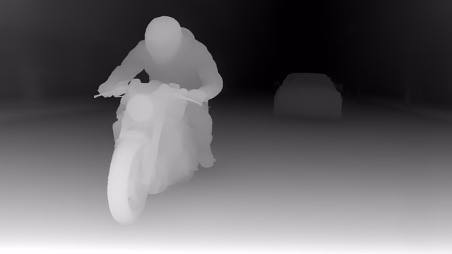 Distill Any Depth Base depth map of Motorcycle chase