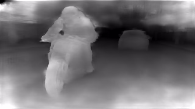 DPT DINOv2-Base KITTI depth map of Motorcycle chase