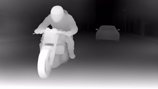 Lotus-G v2.0 Disparity depth map of Motorcycle chase