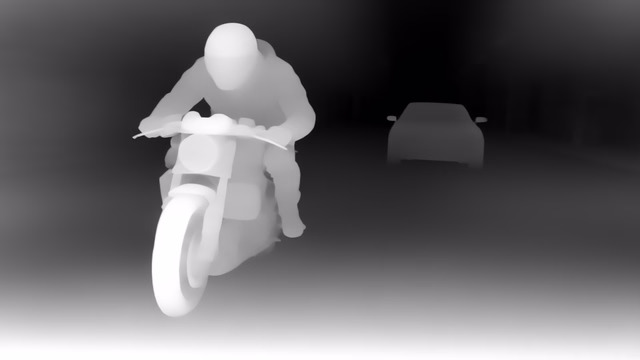 Lotus-G v2.1 Disparity depth map of Motorcycle chase