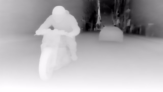 Marigold Depth v1.0 depth map of Motorcycle chase