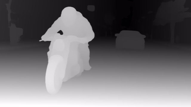 MoGe ViT-L depth map of Motorcycle chase