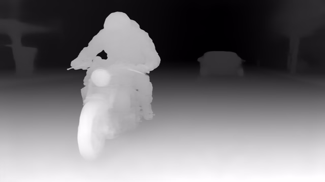 VGGT 1B depth map of Motorcycle chase