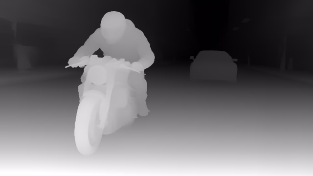 Video Depth Anything Large depth map of Motorcycle chase