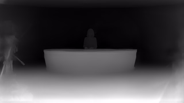 Depth Anything V2 Metric Indoor Base depth map of News studio