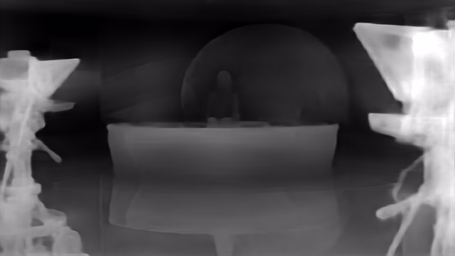DPT DINOv2-Large NYU depth map of News studio