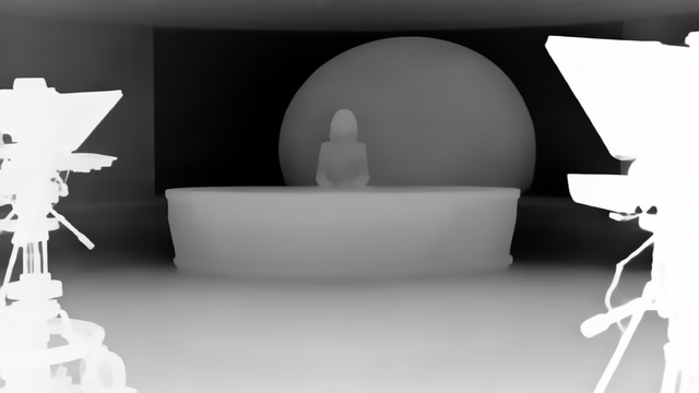 Lotus-D v1.1 depth map of News studio