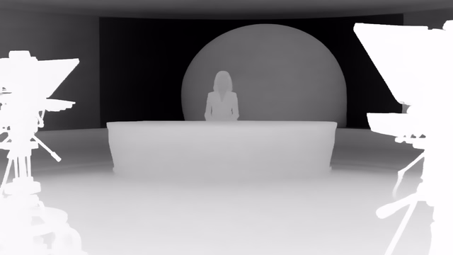 Marigold Depth v1.1 depth map of News studio
