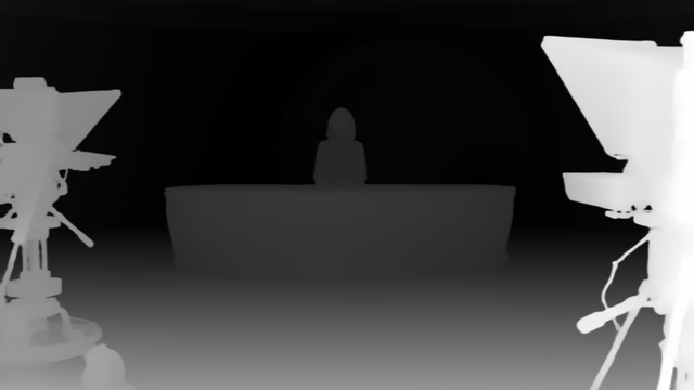 MoGe-2 ViT-L depth map of News studio