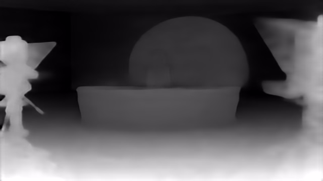UniDepth v2 ViT-S depth map of News studio