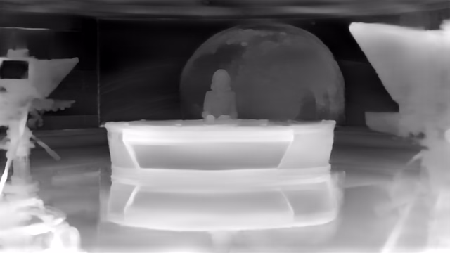 ZoeDepth KITTI depth map of News studio