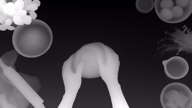 Depth Anything V2 Large depth map of Overhead cooking