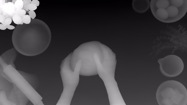 Depth Anything 3 Nested Giant-Large 1.1 depth map of Overhead cooking