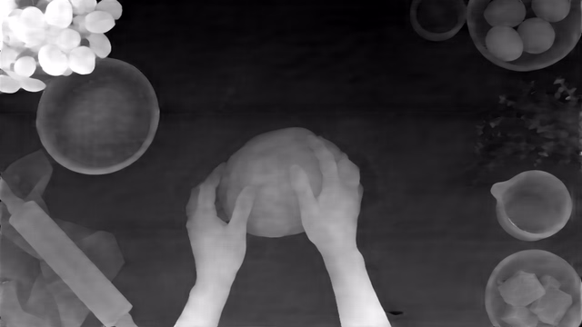Metric3D v2 ViT-giant2 depth map of Overhead cooking