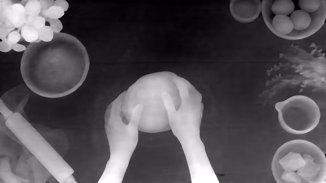 Metric3D v2 ViT-Large depth map of Overhead cooking