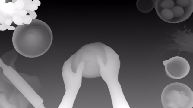 MoGe ViT-L depth map of Overhead cooking