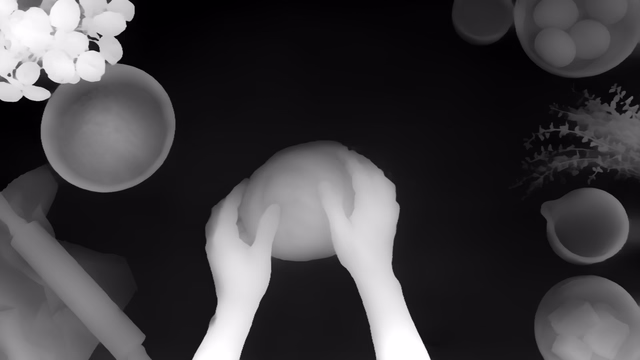 Video Depth Anything Small depth map of Overhead cooking