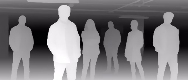 Depth Anything V2 Base depth map of Parking garage lineup