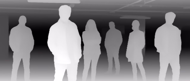 Depth Anything V2 Base depth map of Parking garage lineup