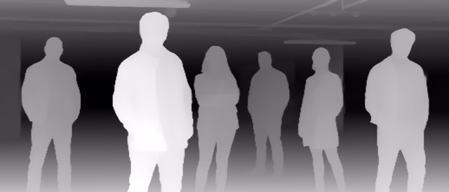 Depth Anything V2 Large depth map of Parking garage lineup