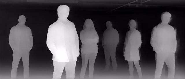 Depth Anything V2 Metric Indoor Base depth map of Parking garage lineup