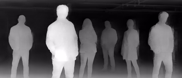 Depth Anything V2 Metric Indoor Small depth map of Parking garage lineup