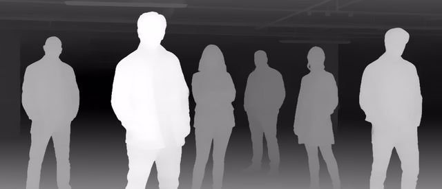 Depth Anything 3 Giant 1.1 depth map of Parking garage lineup