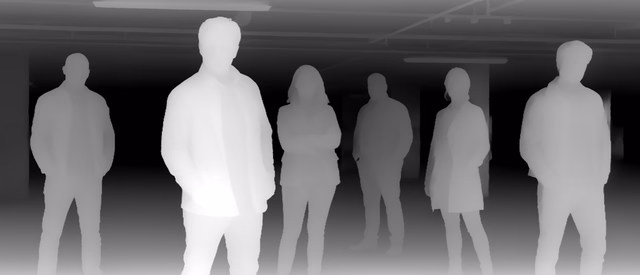 Distill Any Depth Large depth map of Parking garage lineup