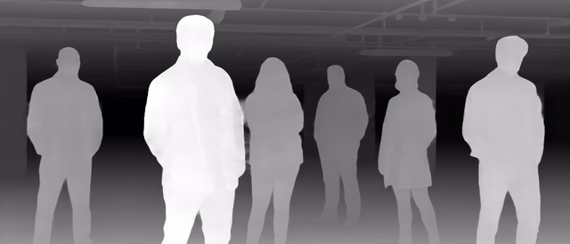 Metric3D v2 ViT-Large depth map of Parking garage lineup