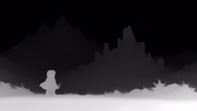Depth Anything V1 Small depth map of Pixel art castle