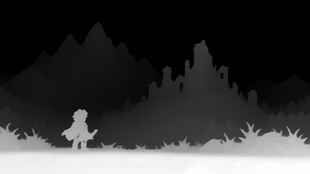 Depth Anything V2 Small depth map of Pixel art castle