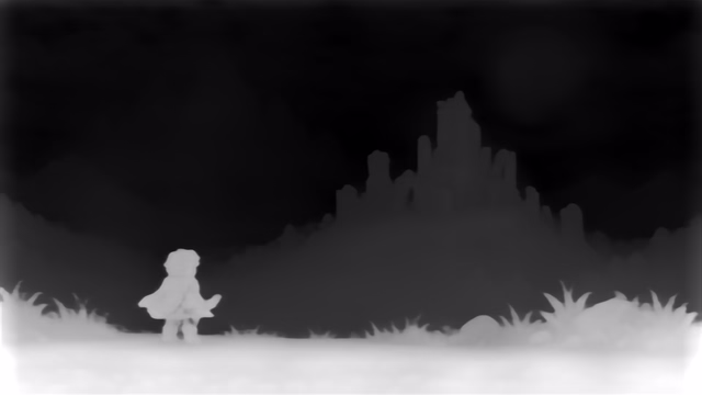 Depth Anything V1 ZoeDepth NYU depth map of Pixel art castle