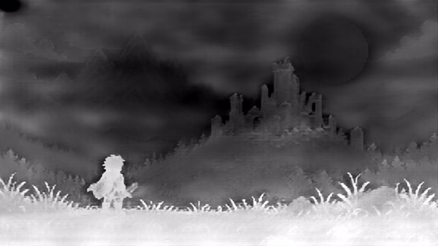 Depth Anything V2 Metric Outdoor Base depth map of Pixel art castle