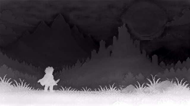 Depth Anything V2 Metric Outdoor Large depth map of Pixel art castle