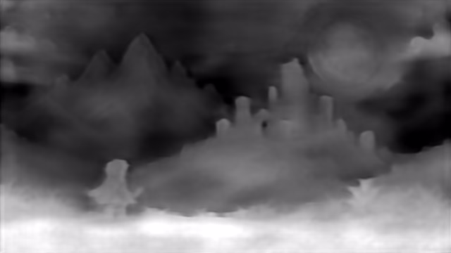 DPT DINOv2-Base NYU depth map of Pixel art castle