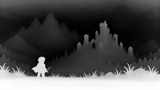 Lotus-D v1.1 depth map of Pixel art castle