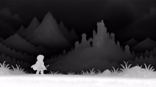 Lotus-G v2.1 Disparity depth map of Pixel art castle