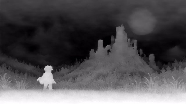Marigold Depth LCM v1.0 depth map of Pixel art castle