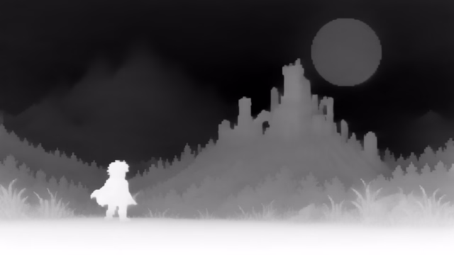 Marigold Depth v1.1 depth map of Pixel art castle