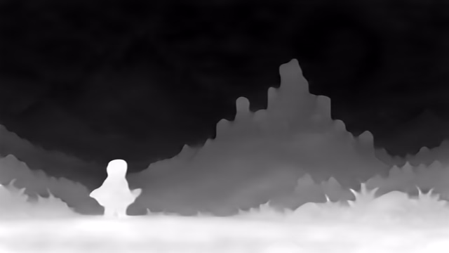 UniDepth v2 ViT-S depth map of Pixel art castle