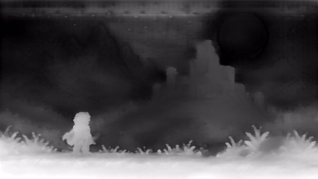 ZoeDepth KITTI depth map of Pixel art castle