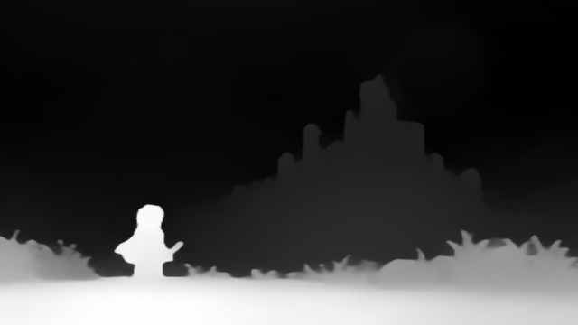 MiDaS DPT-Hybrid depth map of Pixel art castle
