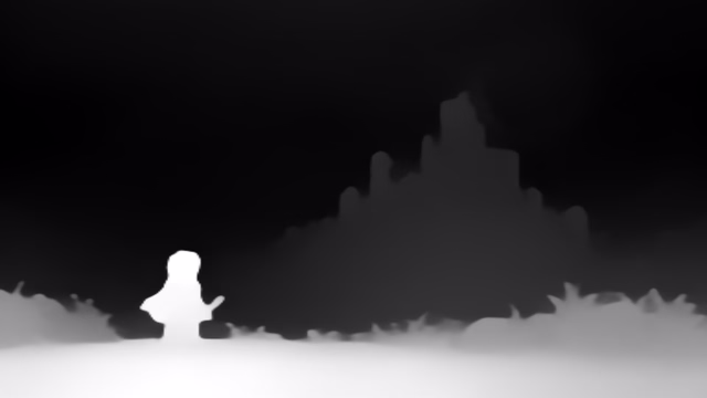MiDaS DPT-Hybrid depth map of Pixel art castle