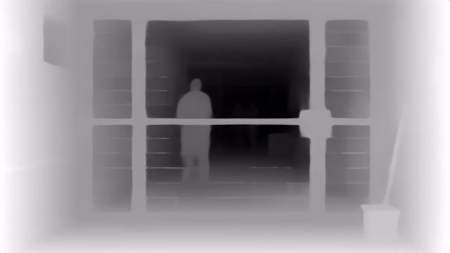 Depth Anything V1 Base depth map of Prison mesh gates