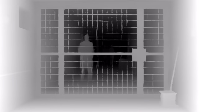Depth Anything V2 Base depth map of Prison mesh gates