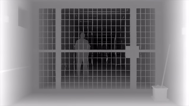 Depth Anything V3 Mono Large depth map of Prison mesh gates