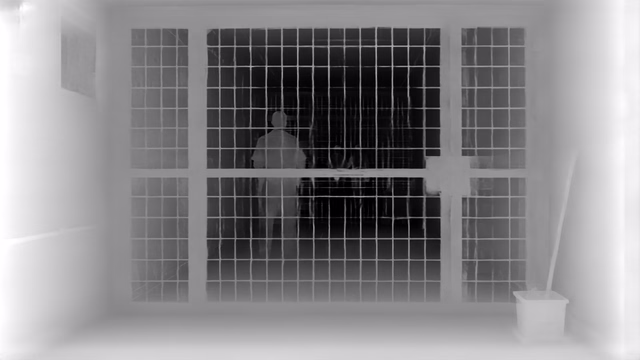 Depth Anything V2 Metric Indoor Base depth map of Prison mesh gates