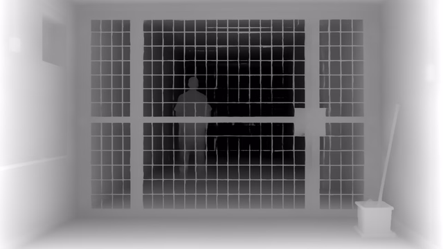 Distill Any Depth Large depth map of Prison mesh gates