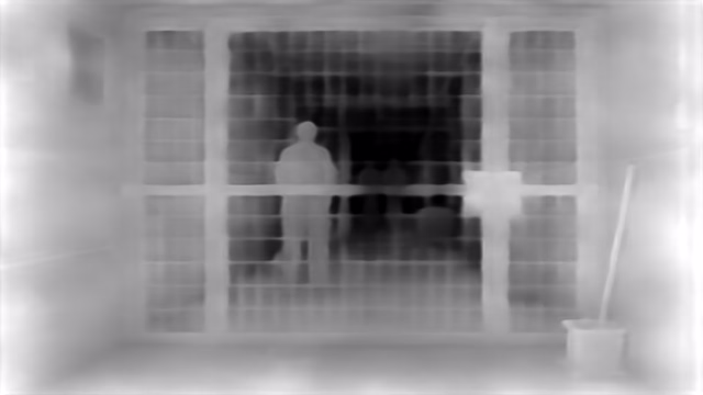 DPT DINOv2-Giant NYU depth map of Prison mesh gates